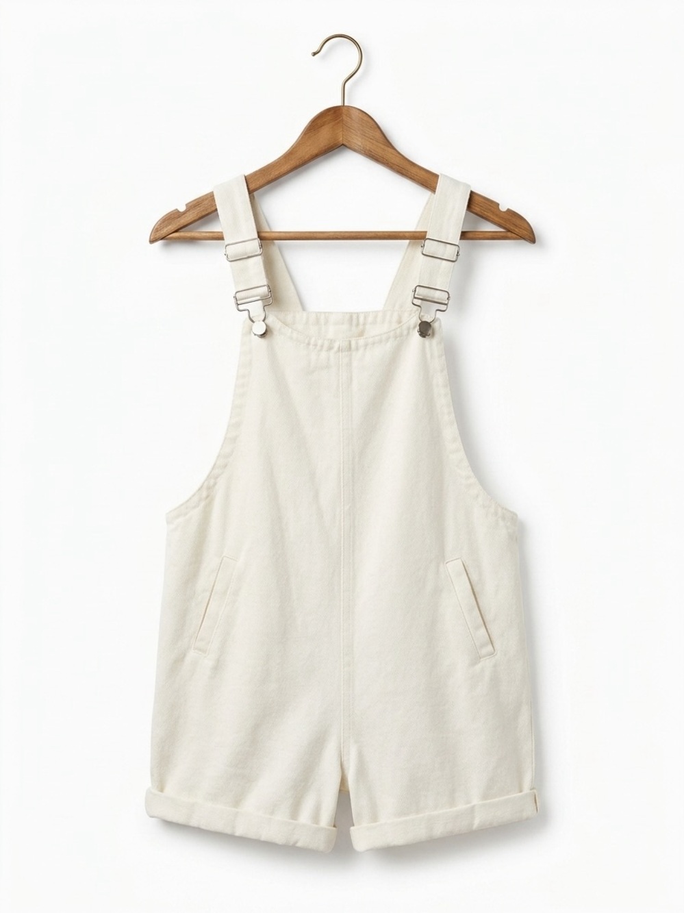 White Women's Short Denim Overalls